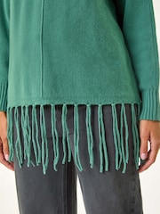Roman Green Fringe Hem Knit Jumper - Image 5 of 5