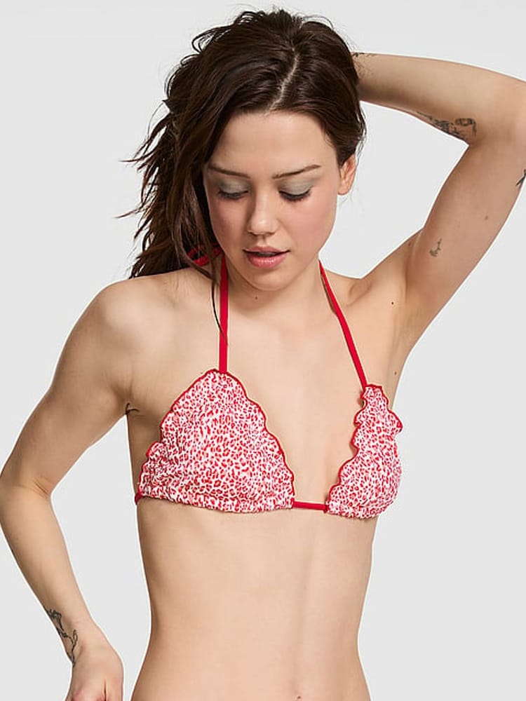 Victoria's Secret PINK Red Leopard Reign Triangle Bikini Top - Image 1 of 3
