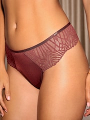 Lipsy Berry Pink Lace High Waisted Thong - Image 3 of 4