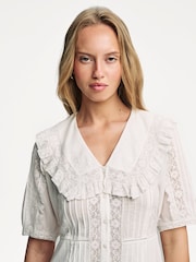 Rixo White Edina Pin Tuck Midi Dress - Image 3 of 5