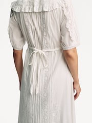 Rixo White Edina Pin Tuck Midi Dress - Image 4 of 5