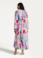 Rixo Pink Aero Tulip Print Midi Dress - Image 2 of 7