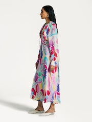 Rixo Pink Aero Tulip Print Midi Dress - Image 3 of 7