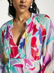 Rixo Pink Aero Tulip Print Midi Dress - Image 5 of 7