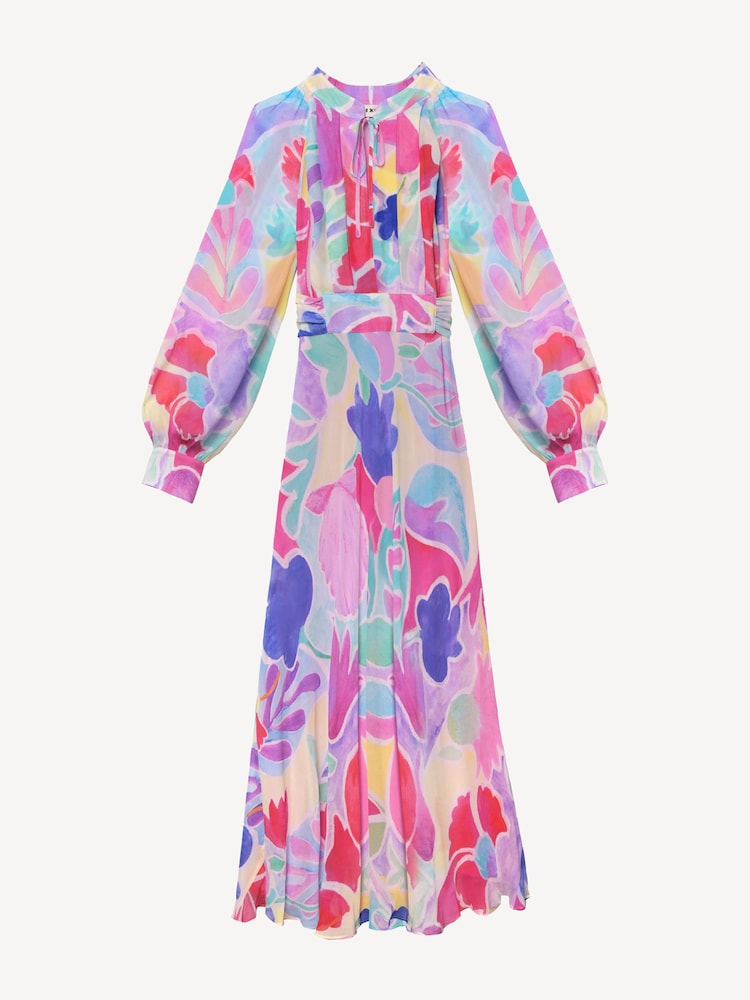 Rixo Pink Aero Tulip Print Midi Dress - Image 7 of 7