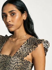 Rixo Leopard Kendall Polka Dot Tiered Midi Dress - Image 5 of 6
