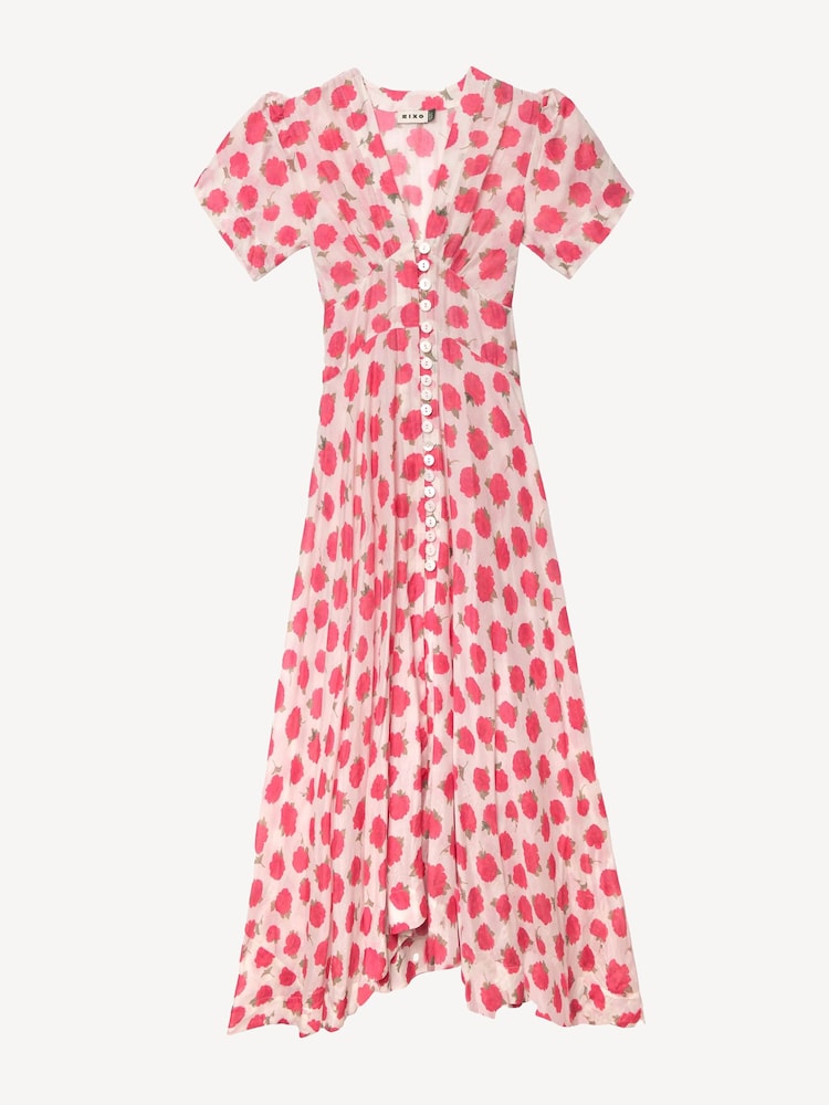 Rixo Red Novara Button Down Midi Dress - Image 5 of 5