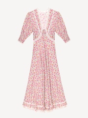 Rixo Pink Amina Lace Trim Midi Dress - Image 5 of 5