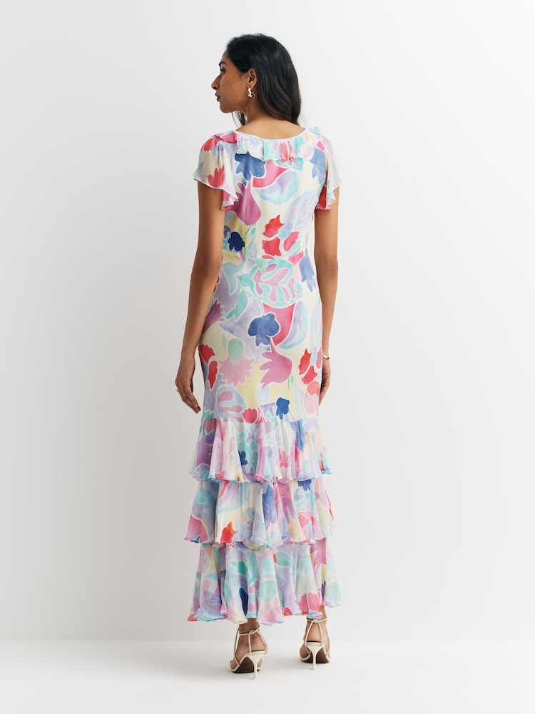 Rixo Pink Amelle Tiered Maxi Dress - Image 2 of 5