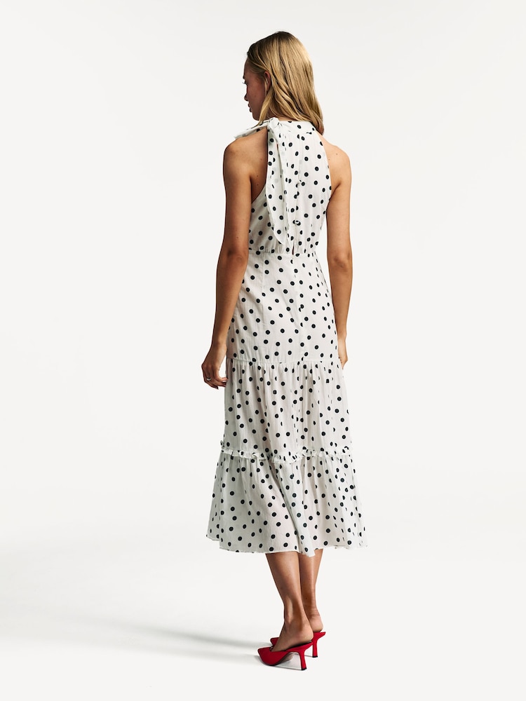 Rixo White Eleanor Polka Dot Tiered Midi Dress - Image 2 of 6