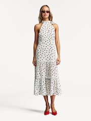 Rixo White Eleanor Polka Dot Tiered Midi Dress - Image 3 of 6