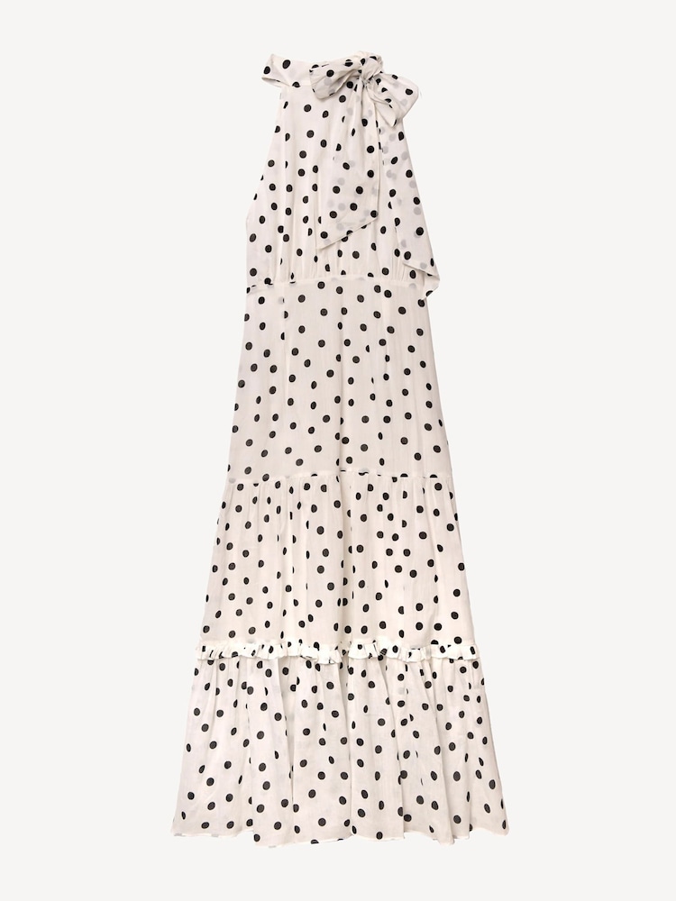 Rixo White Eleanor Polka Dot Tiered Midi Dress - Image 6 of 6