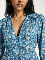 Rixo Blue Franchi Midi Dress - Image 3 of 5