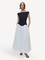 Simkhai White Black Multi Cersei Off Shoulder Midi Dress - Image 2 of 7