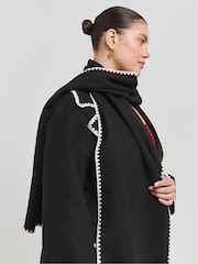 Simply Be Black Blanket Stitch Maxi Scarf Coat - Image 3 of 4