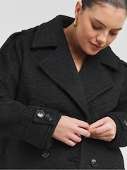 Simply Be Black Cropped Faux Wool Trench Jacket - Image 4 of 4