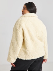 Simply Be Cream Onion Quilt Teddy Zip Through Jacket - Image 2 of 4