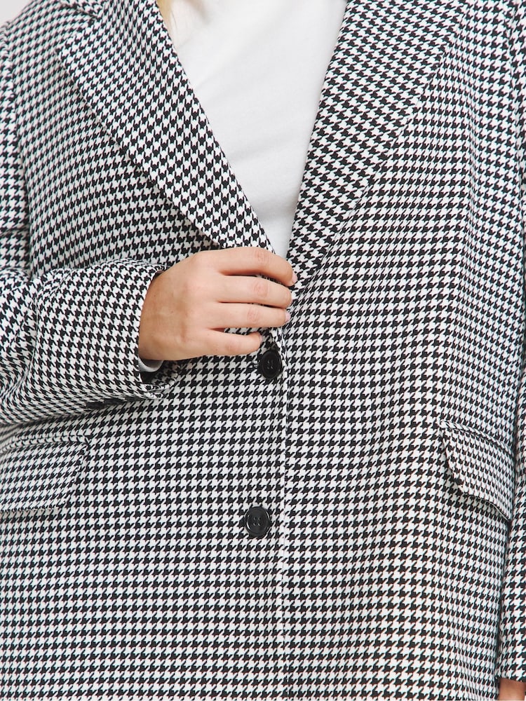 Simply Be Black And White Houndstooth Single Breasted Blazer - Image 4 of 4