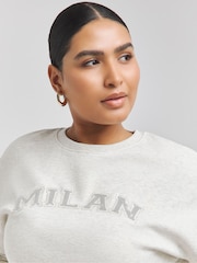 Simply Be Grey Collegiate Embellished Sweater - Image 3 of 4