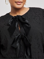 Simply Be Black Lace Bow Blouse - Image 4 of 4