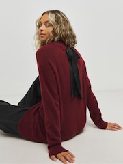 Simply Be Red Bow Back Longline Jumper - Image 1 of 4