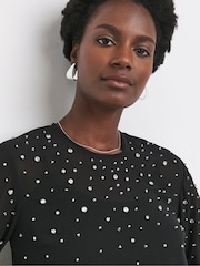 JD Williams Black Embellished Long Sleeves Blouse - Image 3 of 4