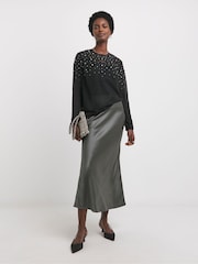 JD Williams Black Embellished Long Sleeves Blouse - Image 4 of 4