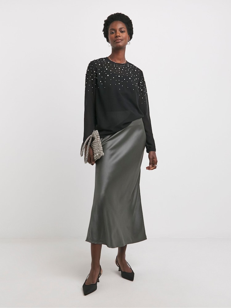 JD Williams Black Embellished Long Sleeves Blouse - Image 4 of 4