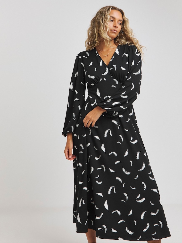 Simply Be Black Chrome Supersoft Midi Dress - Image 1 of 4