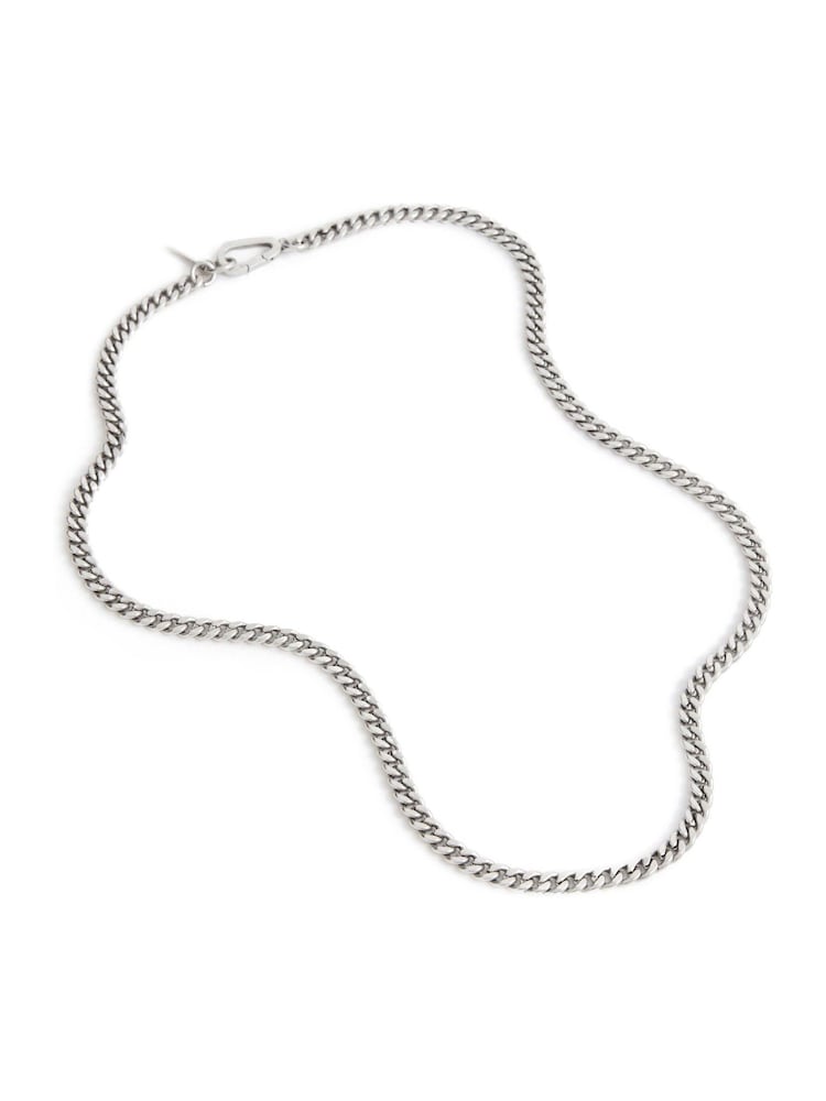 AllSaints Silver Tone Mens Curb Chain Carabiner Necklace - Image 1 of 5