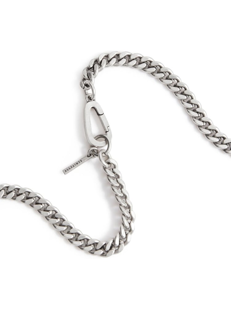 AllSaints Silver Tone Mens Curb Chain Carabiner Necklace - Image 2 of 5