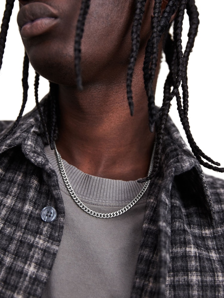 AllSaints Silver Tone Mens Curb Chain Carabiner Necklace - Image 5 of 5