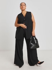 Simply Be Black Tab Detail Longline Waistcoat - Image 3 of 4
