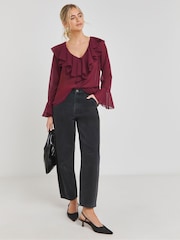 Simply Be Purple Romantic Ruffle Blouse - Image 4 of 5