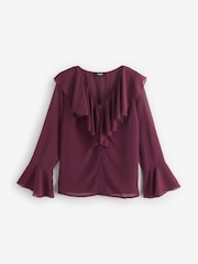 Simply Be Purple Romantic Ruffle Blouse - Image 5 of 5
