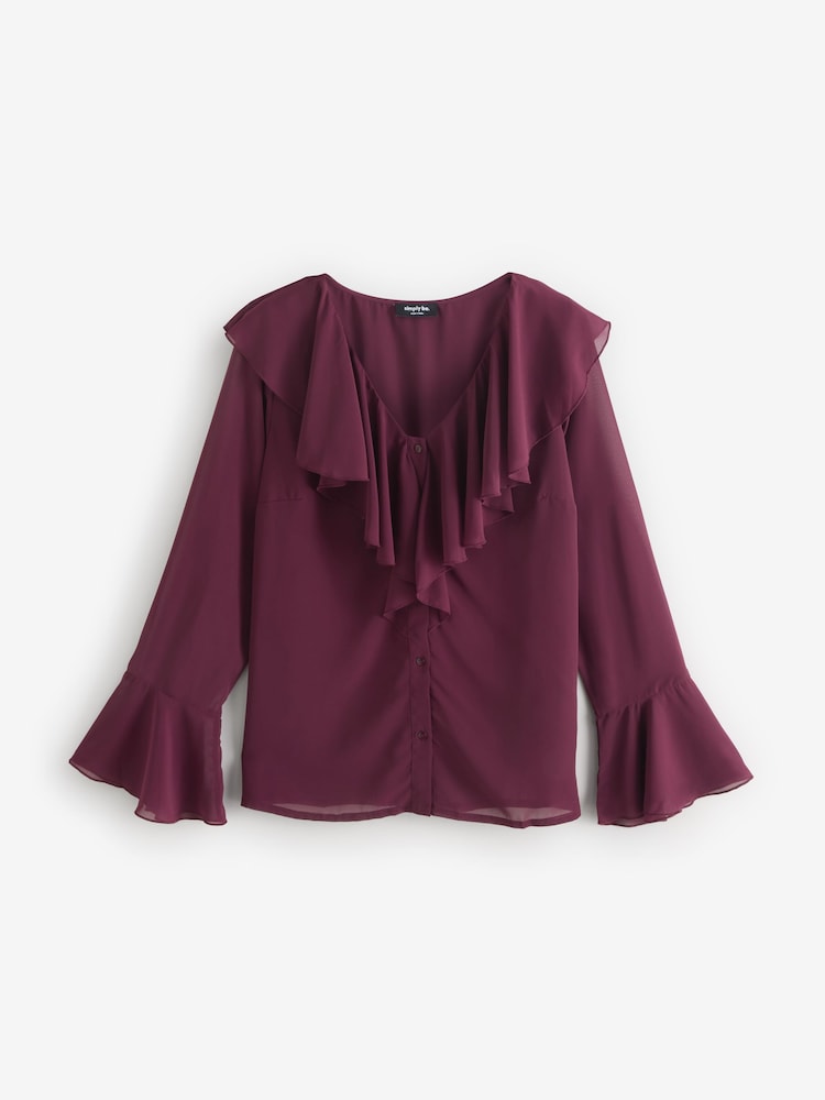 Simply Be Purple Romantic Ruffle Blouse - Image 5 of 5