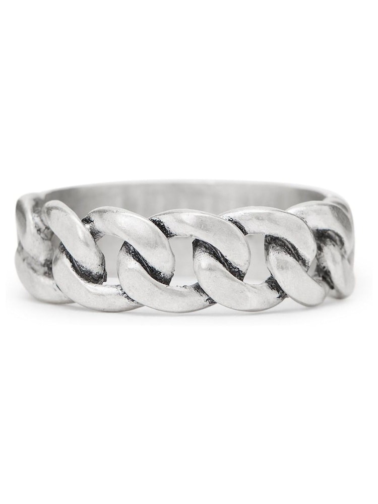 AllSaints Silver Tone Mens Frozen Chain Band Ring - Image 1 of 5