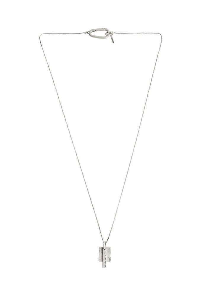 AllSaints Silver Tone Mens Signature Tag Pendant Necklace - Image 1 of 4