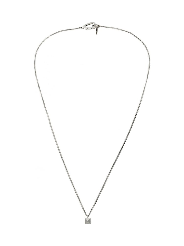 AllSaints Silver Tone Mens Pyramid Pendant Necklace - Image 1 of 3 AllSaints Silver Tone Mens Pyramid Pendant Necklace - Image 1 of 3