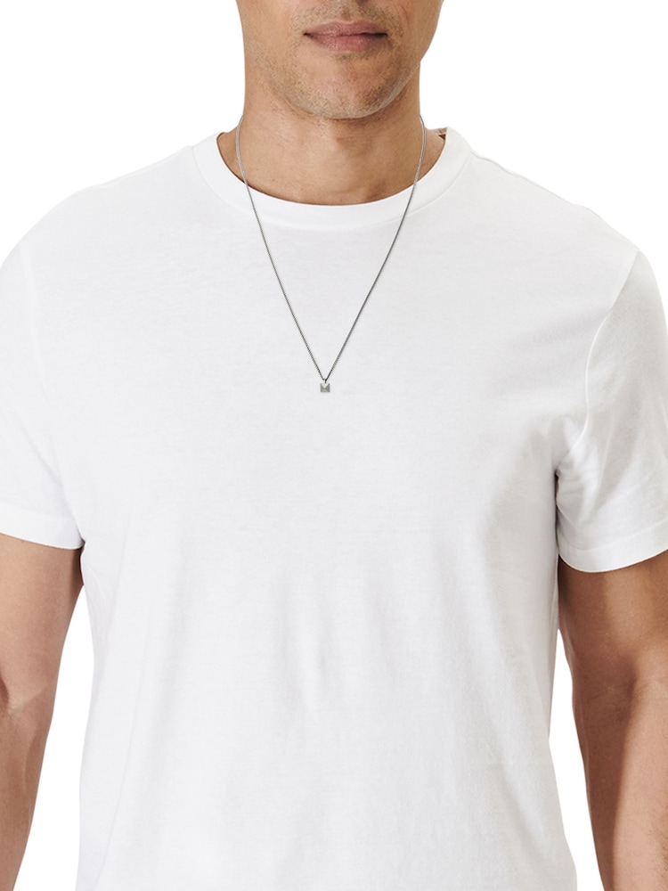 AllSaints Silver Tone Mens Pyramid Pendant Necklace - Image 3 of 3 AllSaints Silver Tone Mens Pyramid Pendant Necklace - Image 3 of 3