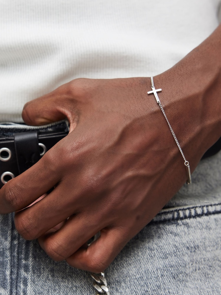 AllSaints Silver Tone Mens Cross Bracelet - Image 5 of 5