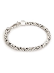 AllSaints Silver Tone Mens Rope Bracelet - Image 1 of 3