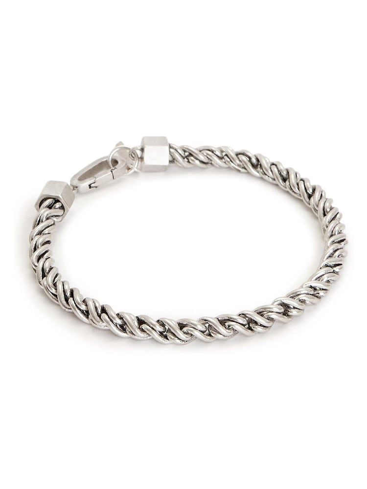 AllSaints Silver Tone Mens Rope Bracelet - Image 1 of 3
