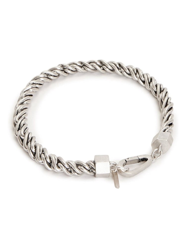 AllSaints Silver Tone Mens Rope Bracelet - Image 2 of 3 AllSaints Silver Tone Mens Rope Bracelet - Image 2 of 3
