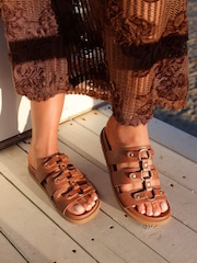 Linzi Brown Marcia Studded Gladiator Slip On Sandals - Image 1 of 5