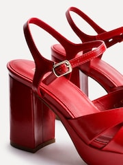 Linzi Red Keliah Platform Cross-Over Strap Block Heeled Sandals - Image 4 of 5