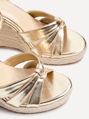 Linzi Gold Goddess Wedge Sandals With Knotted Front Straps - Image 5 of 5