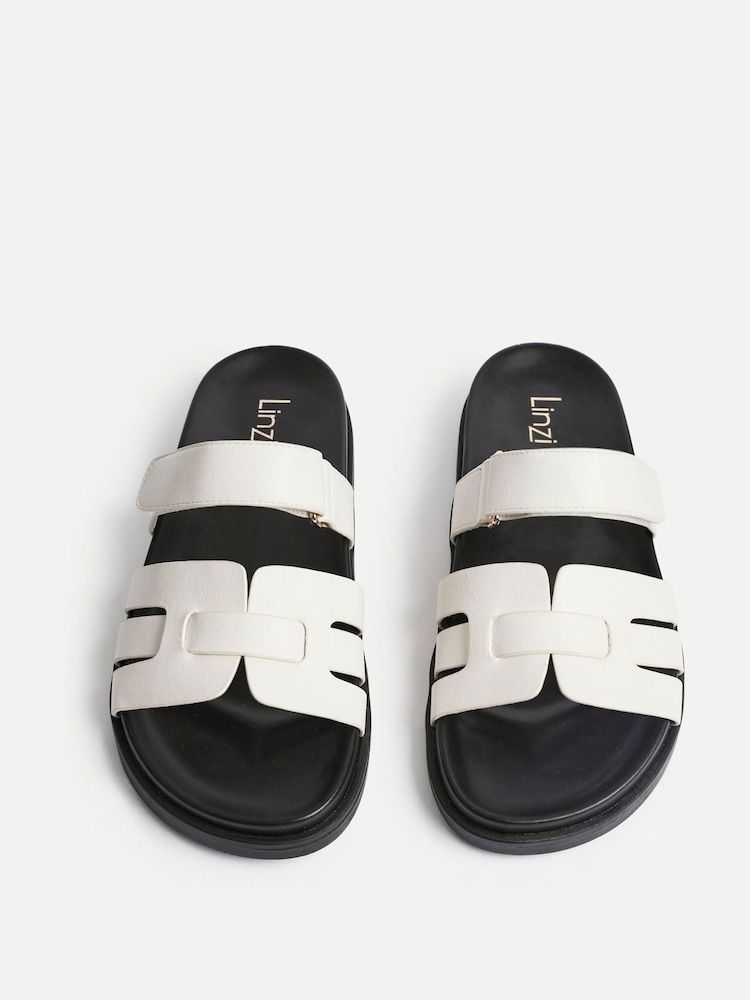 Linzi Black Chrome Essential Slip-On Sandals With Woven Front Strap - Image 5 of 5