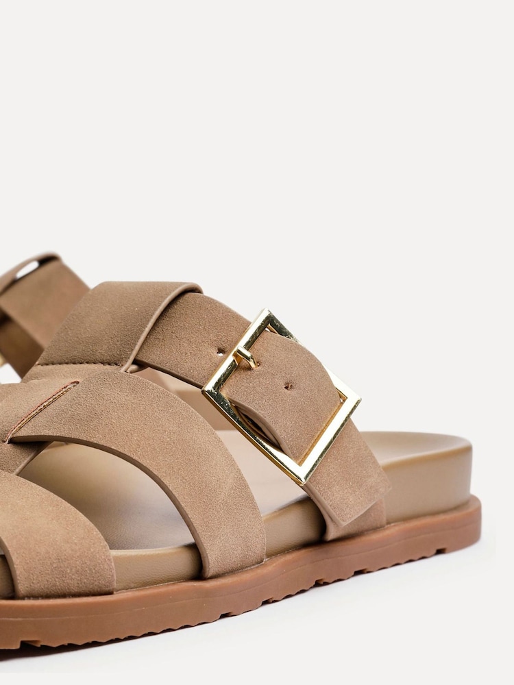 Linzi Natural Restore Gladiator Slip On Sandals With Buckle Detail - Image 5 of 5