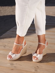 Linzi Cream Portofino Espadrille Wedges With Bow Detail - Image 1 of 5